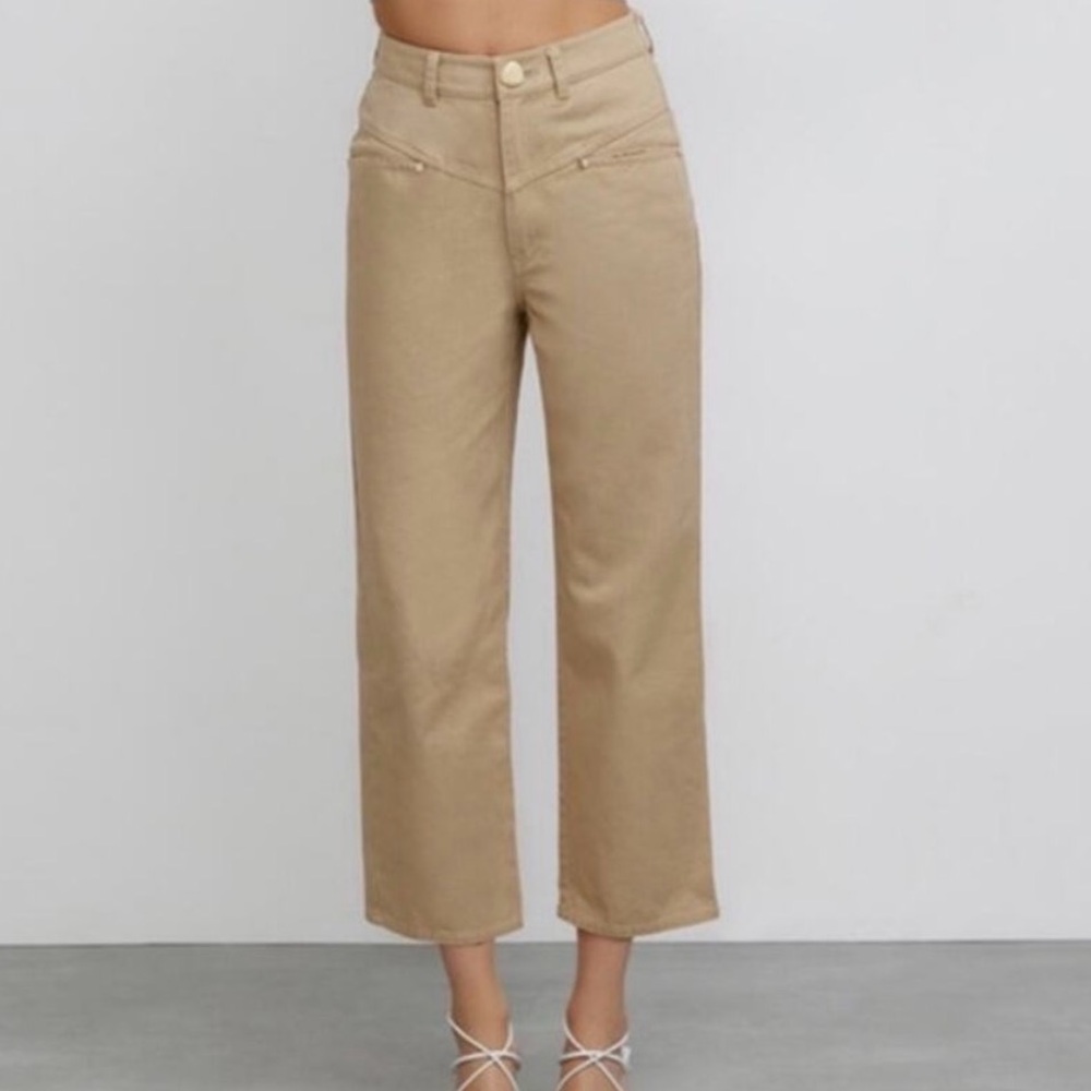 Significant Other NWT The Monty Jean High Rise Straight Leg Tan Size 10 $240